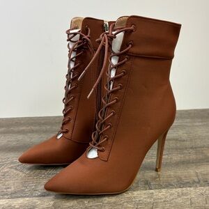 NEW Azalea Wang Lace Up Stiletto Bootie Size 9